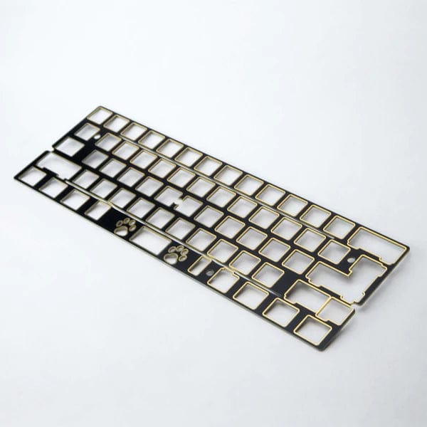 CannonKeys Bakeneko60 Extra Accessories KeebCats Denis FR4 Plate (ANSI + ISO) - Black with gold trim