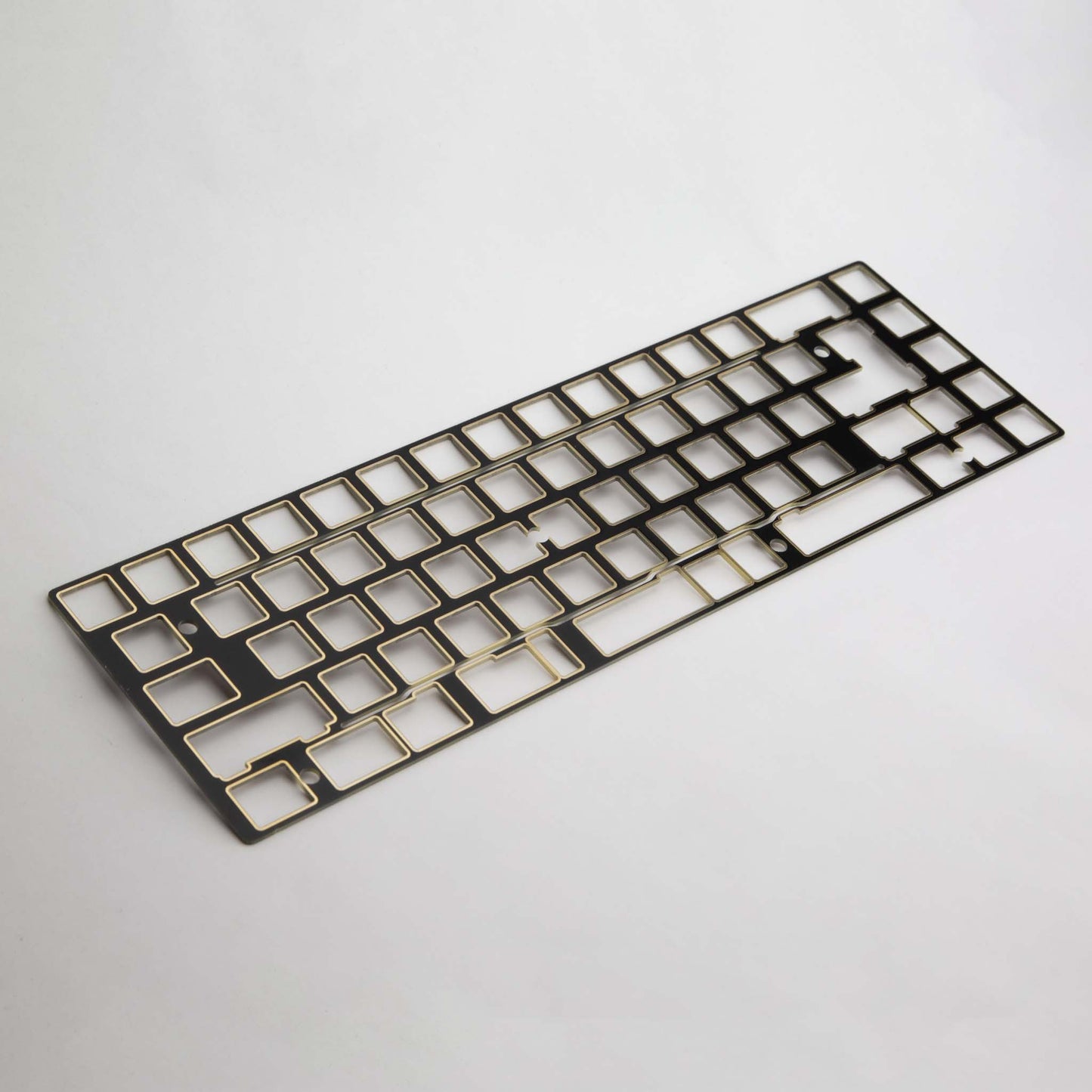 KeebCats x TapTap Dougal Plate - Premium Tray Mount 65% Keyboard Plate with Flex Cuts Black FR4 (Gold Trim)