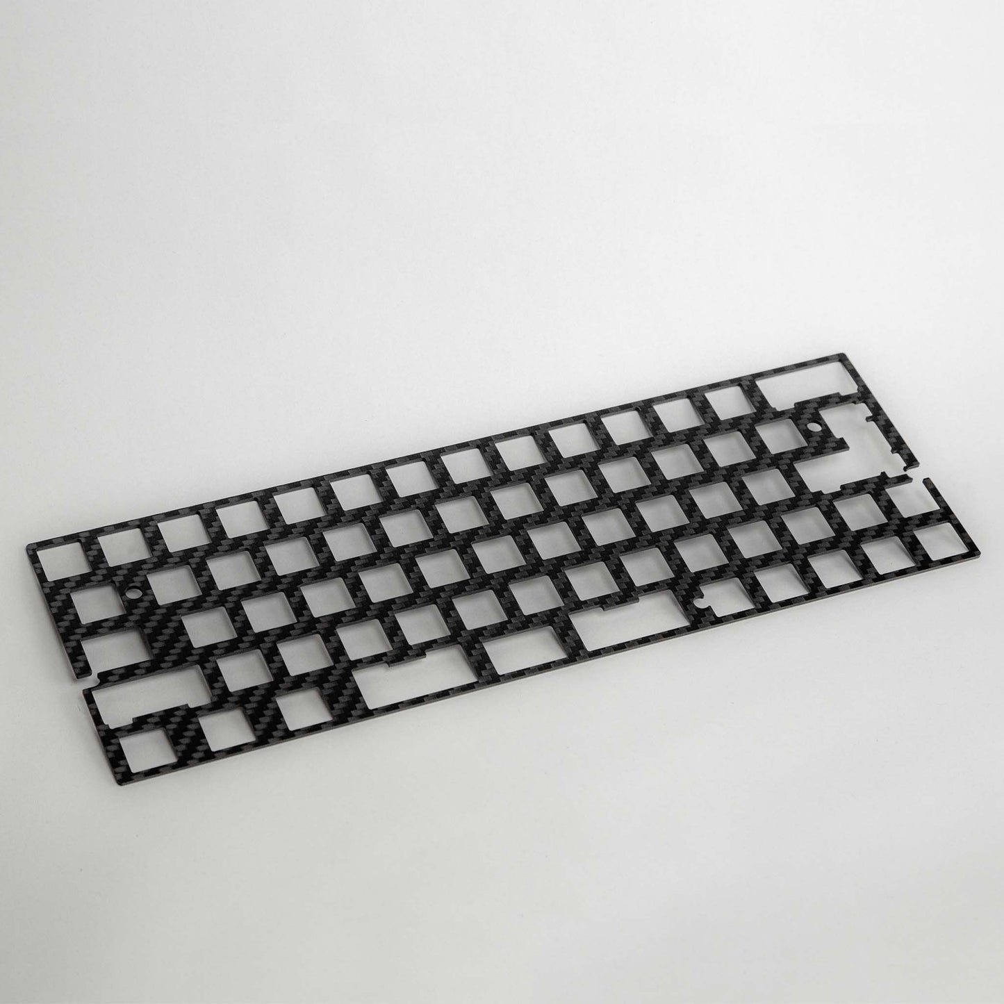 KeebCats UK Moose Plate - Tray Mount 60% supporting 2U Left Shift Woven Carbon Fibre