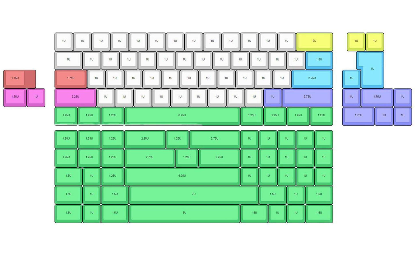 KeebCats UK "Scout" - Tray Mount 60% Keyboard Plate with Maximum Layout Support