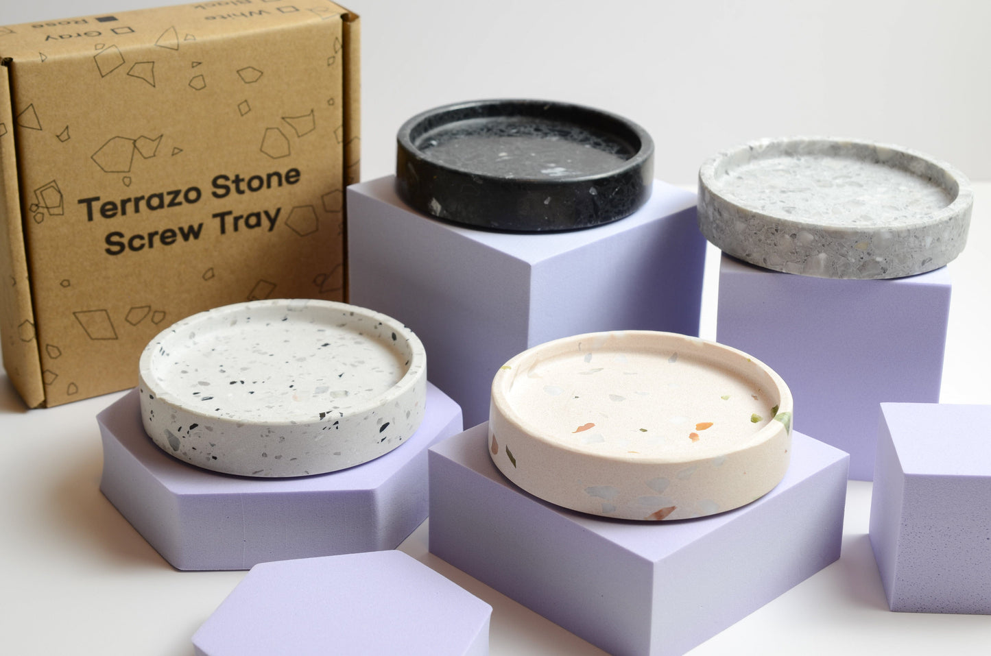 CannonKeys Terrazo Stone Screw Trays