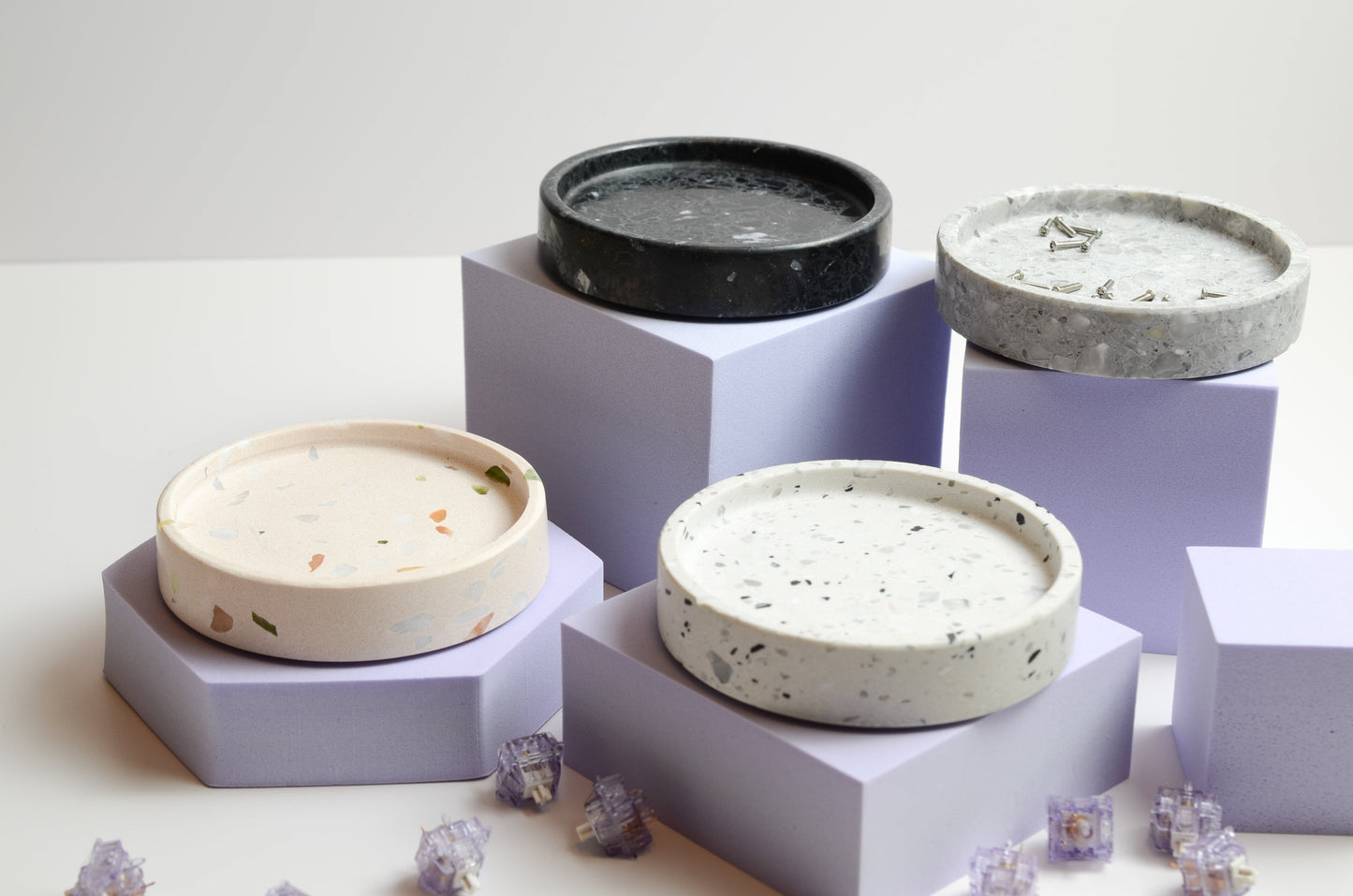 CannonKeys Terrazo Stone Screw Trays