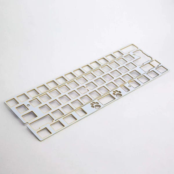 CannonKeys Bakeneko60 Extra Accessories KeebCats Denis FR4 Plate (ANSI + ISO) - White with gold trim