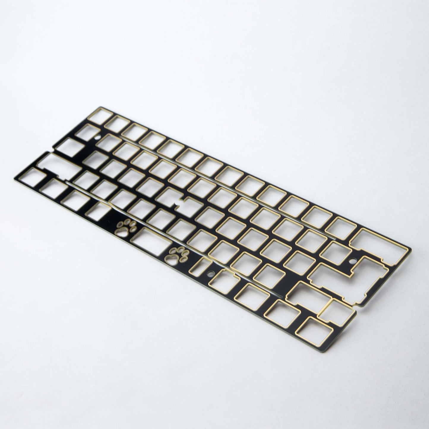 KeebCats UK Denis Plate - Premium Tray Mount 60% Keyboard Plate Black FR4 (Gold Trim)