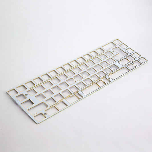 KeebCats UK Dougal Plate - Premium Tray Mount 65% Keyboard Plate with Flex Cuts White FR4 (Gold Trim)