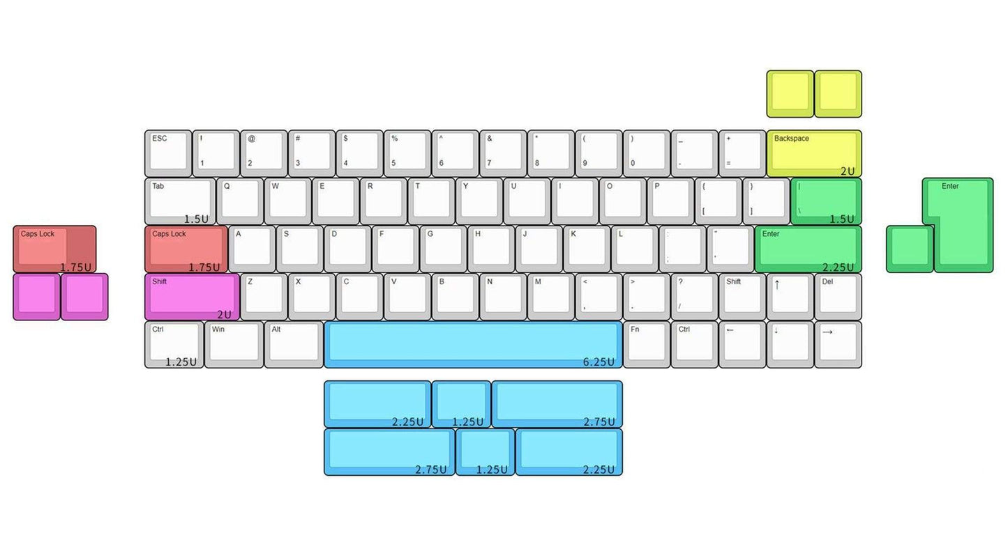 KeebCats UK "Moose" - Tray Mount 60% Keyboard Plate Supporting 2U Left Shift